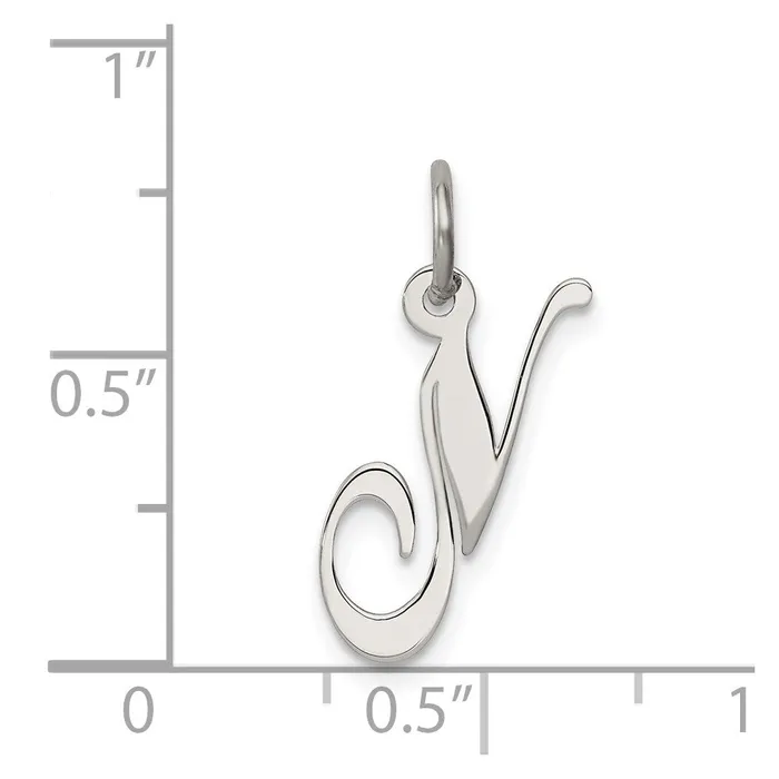 TreasureFineJewelers Necklaces Sterling Silver Rhodiumplated Fancy Script Letter N Initial Charm