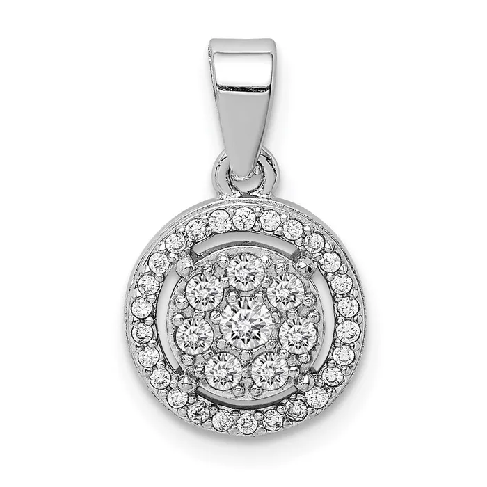 TreasureFineJewelers Necklaces Sterling Silver Rhodiumplated Pave CZ Circles Pendant TreasureFineJewelers Necklaces Sterling Silver Rhodiumplated Pave CZ Circles Pendant
