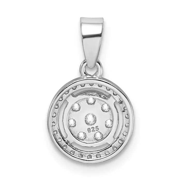 TreasureFineJewelers Necklaces Sterling Silver Rhodiumplated Pave CZ Circles Pendant