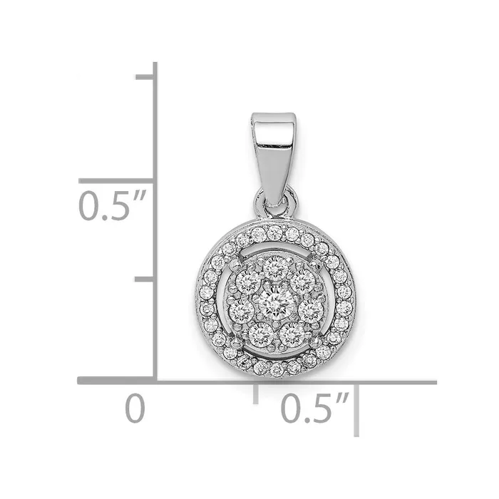 TreasureFineJewelers Necklaces Sterling Silver Rhodiumplated Pave CZ Circles Pendant