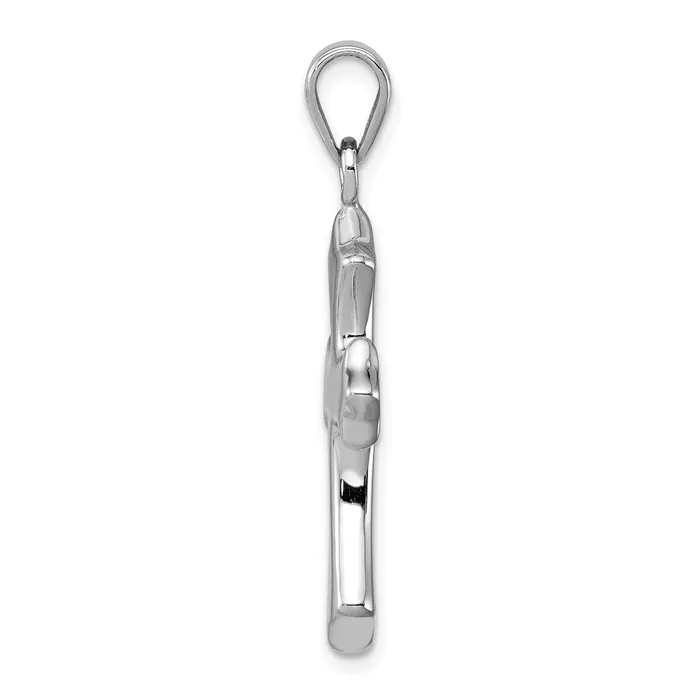 TreasureFineJewelers Necklaces Sterling Silver Rhodiumplated Polished Cross Pendant