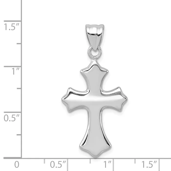 TreasureFineJewelers Necklaces Sterling Silver Rhodiumplated Polished Cross Pendant