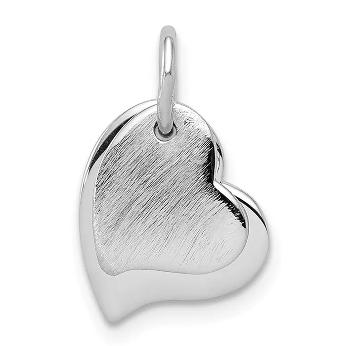 TreasureFineJewelers Necklaces Sterling Silver Rhodiumplated satin and Polished Two Piece Heart Pendant TreasureFineJewelers Necklaces Sterling Silver Rhodiumplated satin and Polished Two Piece Heart Pendant