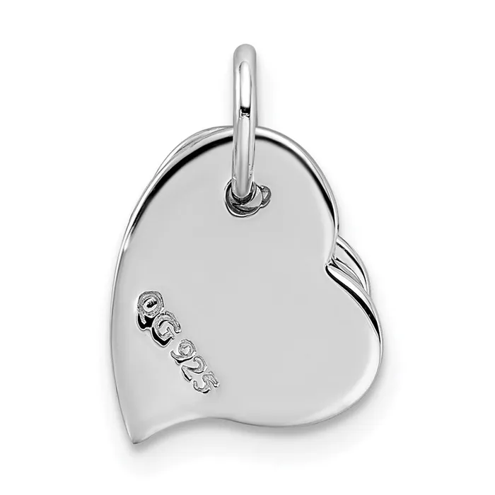 TreasureFineJewelers Necklaces Sterling Silver Rhodiumplated satin and Polished Two Piece Heart Pendant