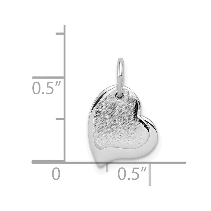 TreasureFineJewelers Necklaces Sterling Silver Rhodiumplated satin and Polished Two Piece Heart Pendant