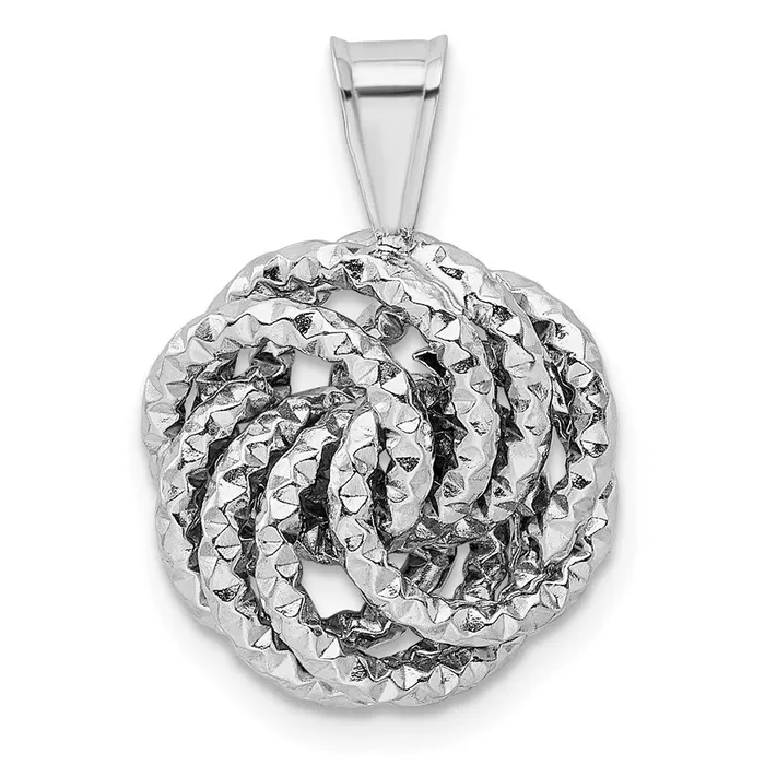 TreasureFineJewelers Necklaces Sterling Silver Rhodiumplated Textured Love Knot Pendant