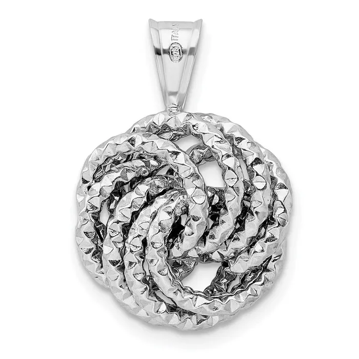TreasureFineJewelers Necklaces Sterling Silver Rhodiumplated Textured Love Knot Pendant