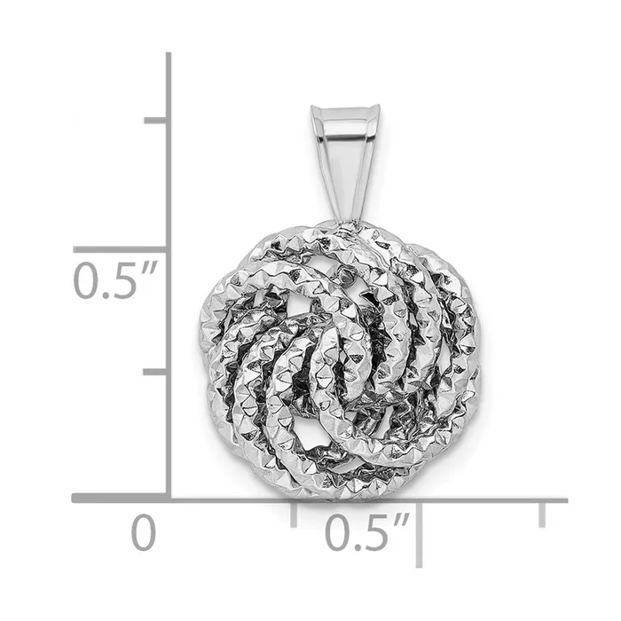 TreasureFineJewelers Necklaces Sterling Silver Rhodiumplated Textured Love Knot Pendant
