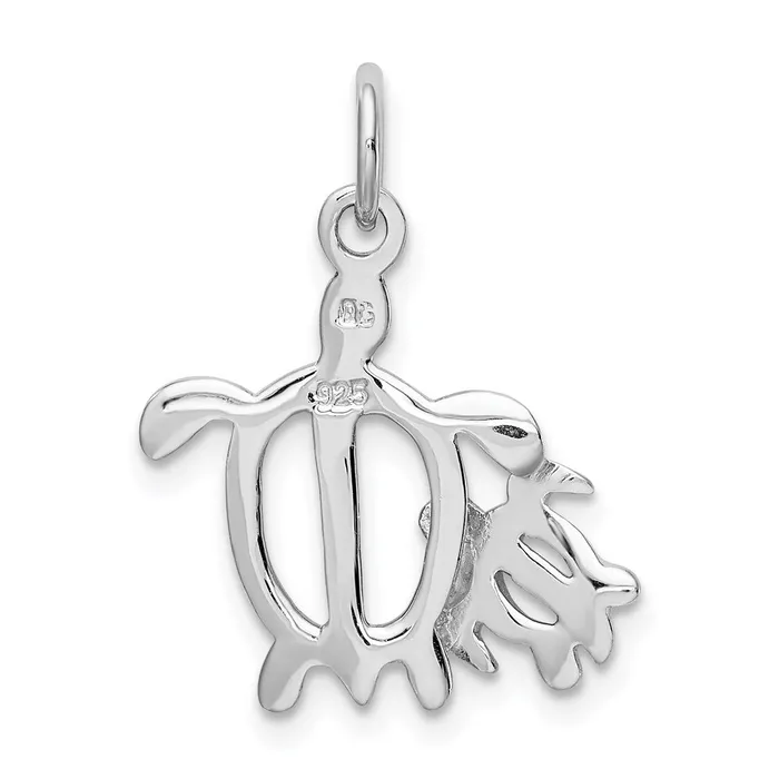 TreasureFineJewelers Necklaces Sterling Silver Rhodiumplated Turtles Pendant