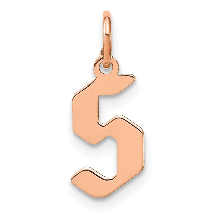TreasureFineJewelers Necklaces Sterling Silver Roseplated Letter S Initial Pendant TreasureFineJewelers Necklaces Sterling Silver Roseplated Letter S Initial Pendant