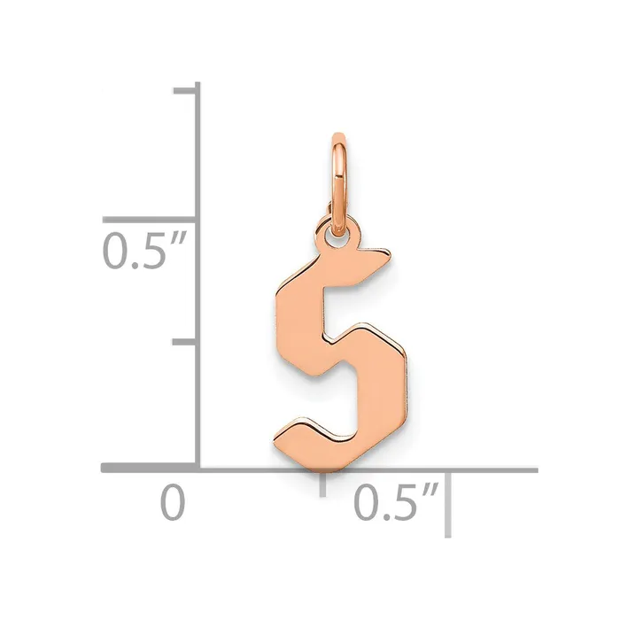TreasureFineJewelers Necklaces Sterling Silver Roseplated Letter S Initial Pendant
