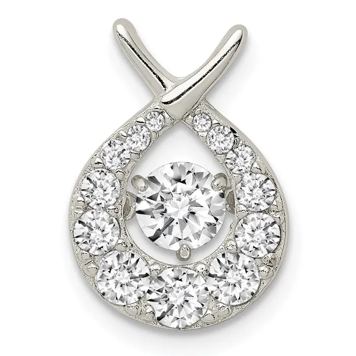 TreasureFineJewelers Necklaces Sterling Silver Vibrant CZ Pendant