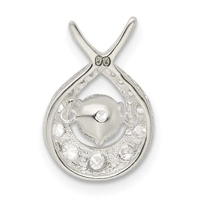 TreasureFineJewelers Necklaces Sterling Silver Vibrant CZ Pendant