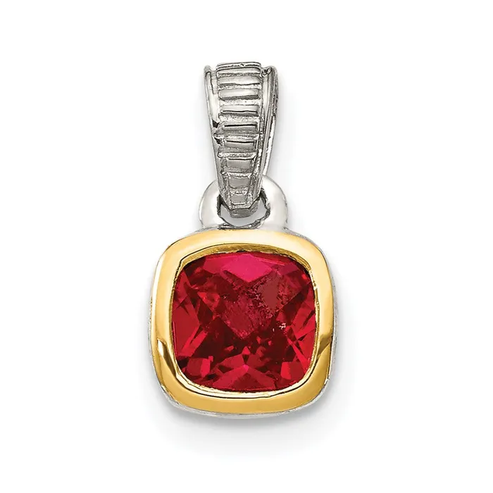 TreasureFineJewelers Necklaces Sterling Silver w 14K Accent Created Ruby Pendant TreasureFineJewelers Necklaces Sterling Silver w 14K Accent Created Ruby Pendant