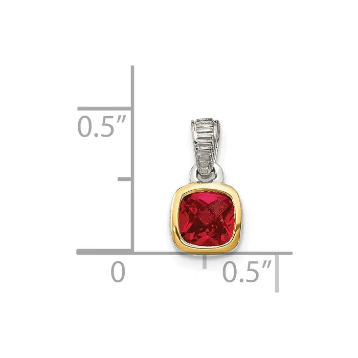 TreasureFineJewelers Necklaces Sterling Silver w 14K Accent Created Ruby Pendant