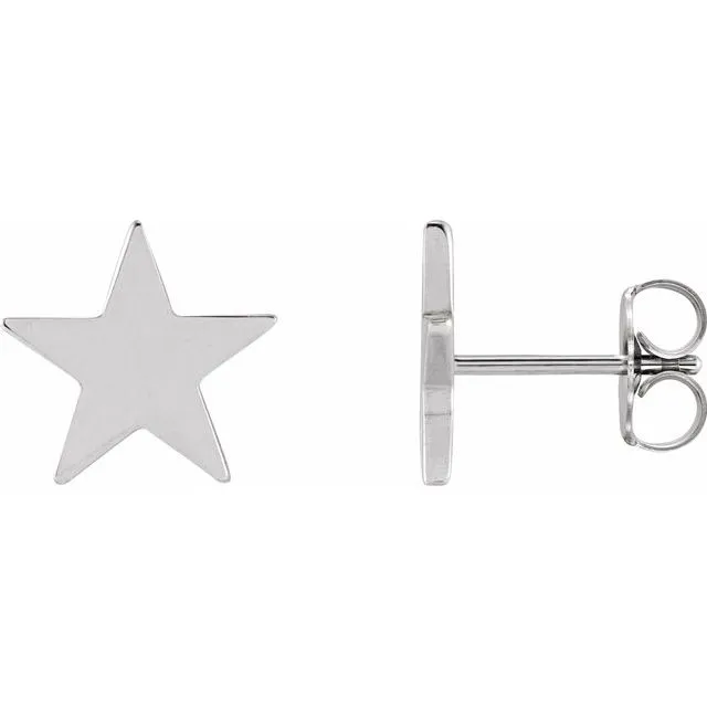 TreasureFineJewelers Platinum 62 mm Star Friction Post Back Earrings Earrings TreasureFineJewelers Platinum 62 mm Star Friction Post Back Earrings Earrings
