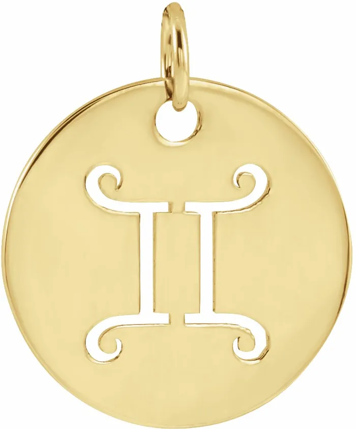 TreasureFineJewelers PreStyled Sets 14K Yellow Gold 165 mm Gemini Zodiac Disc Pendant TreasureFineJewelers PreStyled Sets 14K Yellow Gold 165 mm Gemini Zodiac Disc Pendant