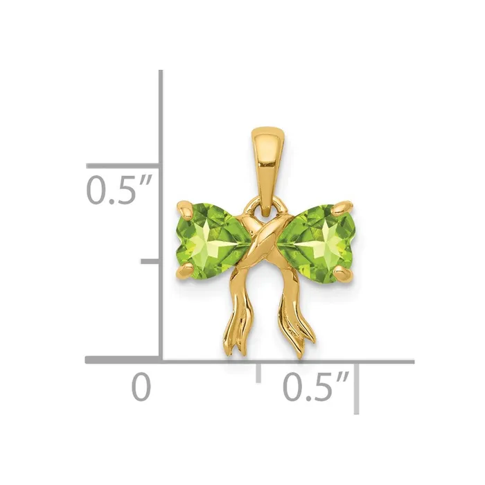 TreasureFineJewelers PreStyled Sets 14k Yellow Gold Gold Polished Peridot Bow Pendant