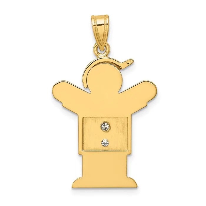 TreasureFineJewelers PreStyled Sets 14k Yellow Gold VS Diamond Kid Pendant