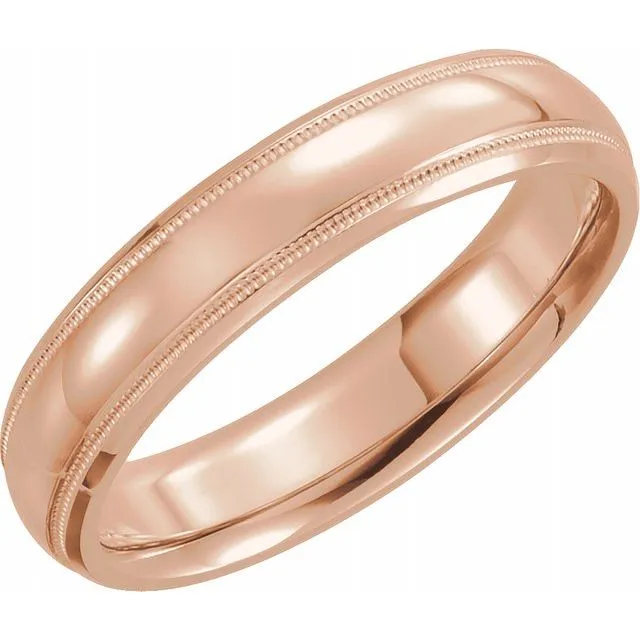 TreasureFineJewelers Rings 14K Rose Gold 4 mm Half Round ComfortFit Band With Milgrain TreasureFineJewelers Rings 14K Rose Gold 4 mm Half Round ComfortFit Band With Milgrain