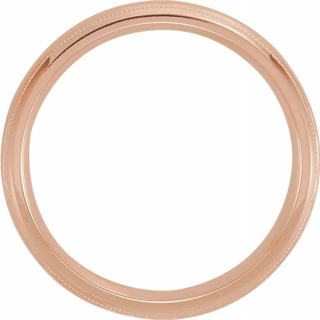 TreasureFineJewelers Rings 14K Rose Gold 4 mm Half Round ComfortFit Band With Milgrain