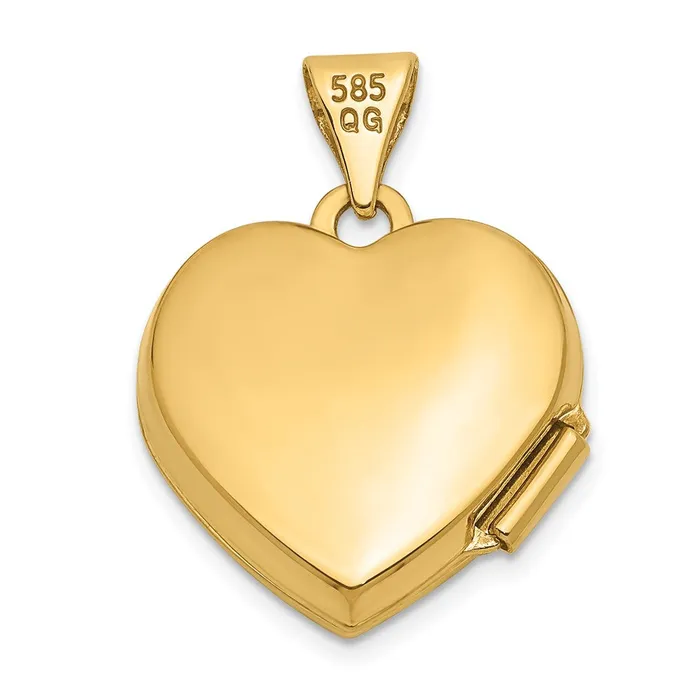 TreasureFineJewelers Rings 14k Yellow Gold 15mm Floral Heart Locket