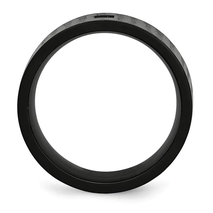 TreasureFineJewelers Rings Stainless Steel Brushed and Polished Black IPplated wCZ 9mm Flat Band