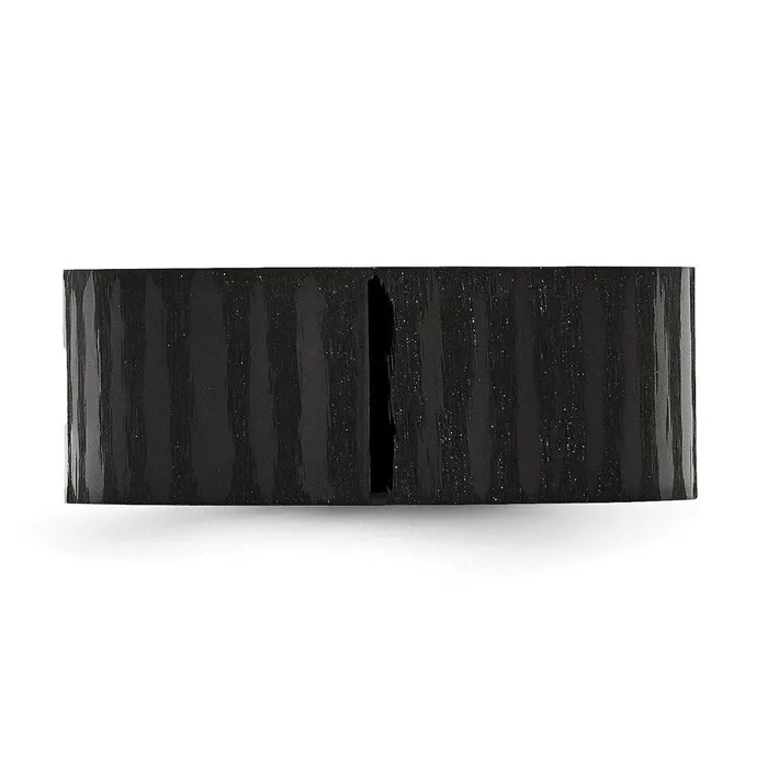 TreasureFineJewelers Rings Stainless Steel Brushed and Polished Black IPplated wCZ 9mm Flat Band
