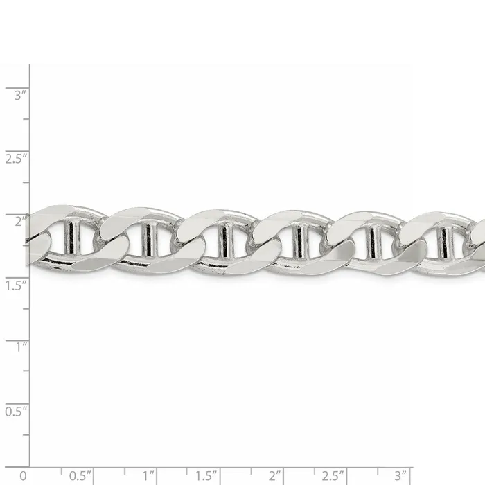 TreasureFineJewelers Rings Sterling Silver 135mm Flat Cuban Anchor Chain