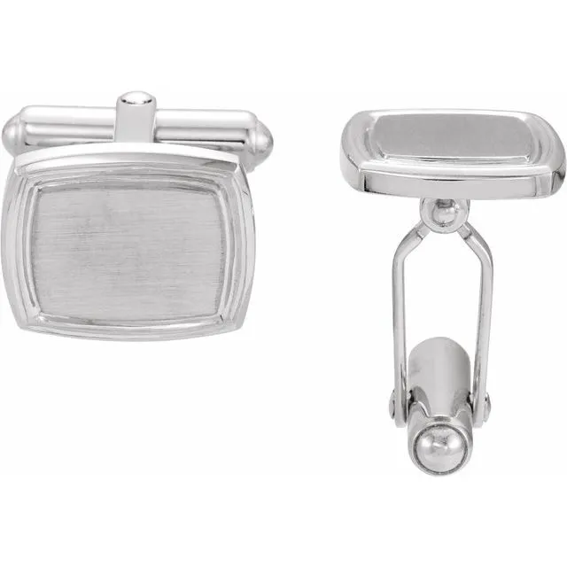 TreasureFineJewelers Rings Sterling Silver 14x16 mm Cuff Links