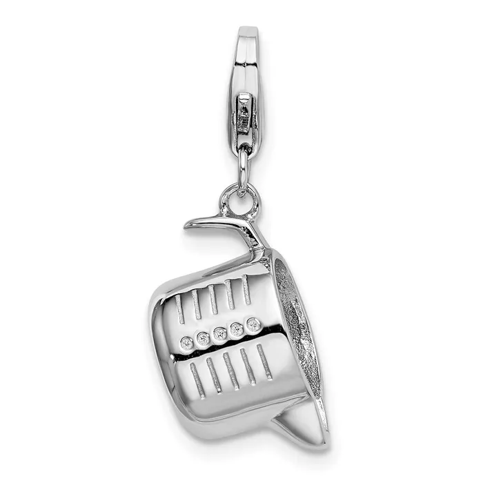 TreasureFineJewelers Rings Sterling Silver Amore La Vita Rhodiumpl Polished Measuring Cup Charm