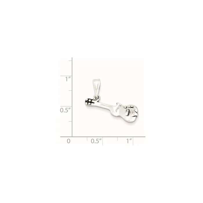 TreasureFineJewelers Rings Sterling Silver Antiqued Guitar Charm