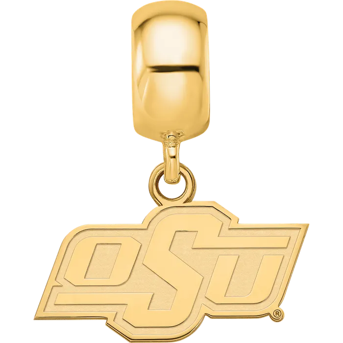 TreasureFineJewelers Rings Sterling Silver Goldplated LogoArt Oklahoma State University OSU Extra Small Dangle Bead Charm
