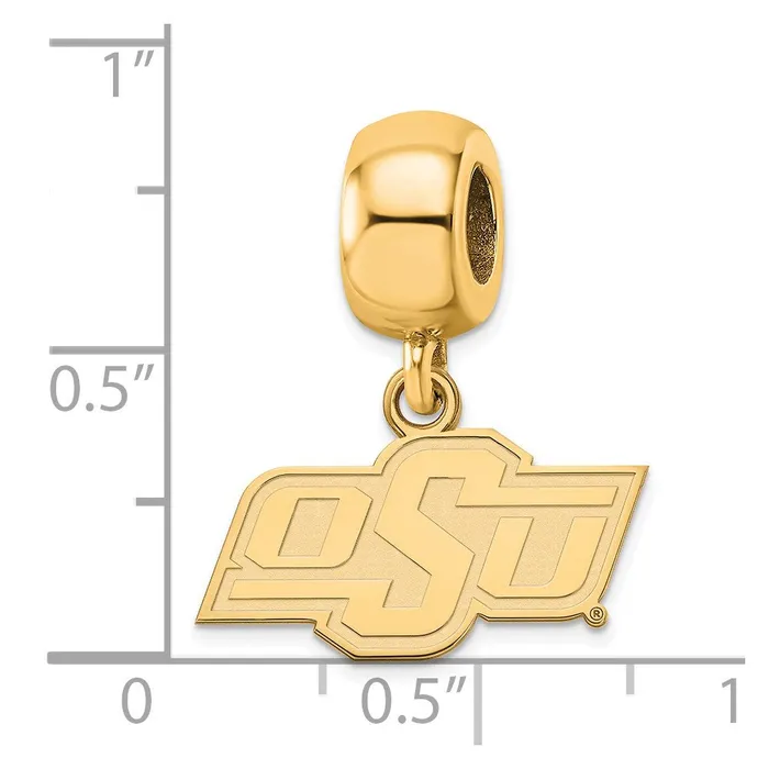 TreasureFineJewelers Rings Sterling Silver Goldplated LogoArt Oklahoma State University OSU Extra Small Dangle Bead Charm