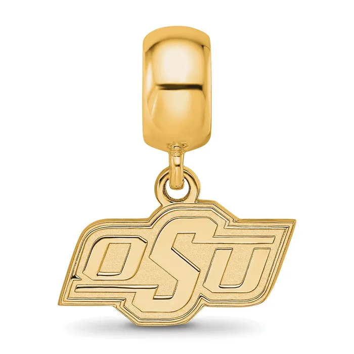 TreasureFineJewelers Rings Sterling Silver Goldplated LogoArt Oklahoma State University OSU Extra Small Dangle Bead Charm