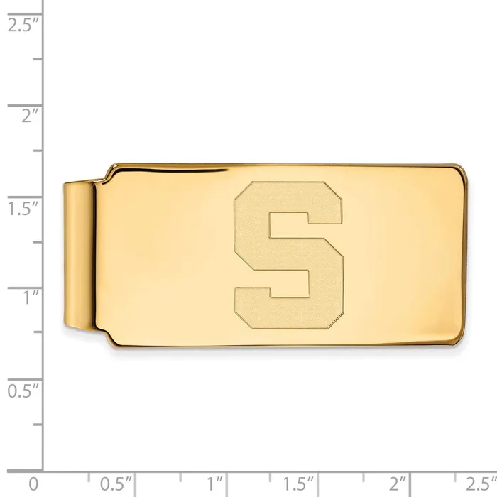TreasureFineJewelers Rings Sterling Silver Goldplated Michigan State University Letter S Money Clip