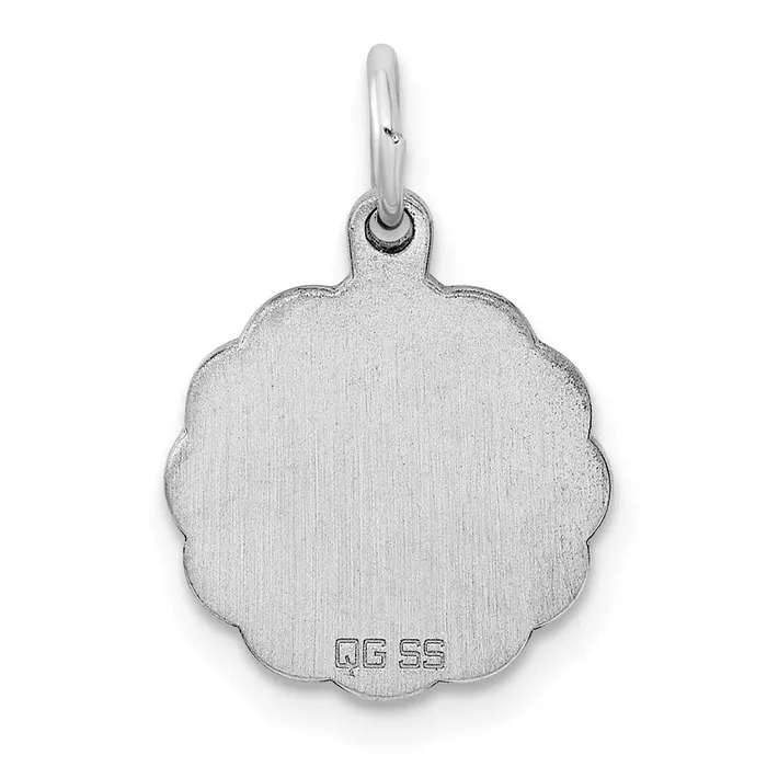 TreasureFineJewelers Rings Sterling Silver Rhplt Engraveable Polished FrontSatin Back Disc Charm
