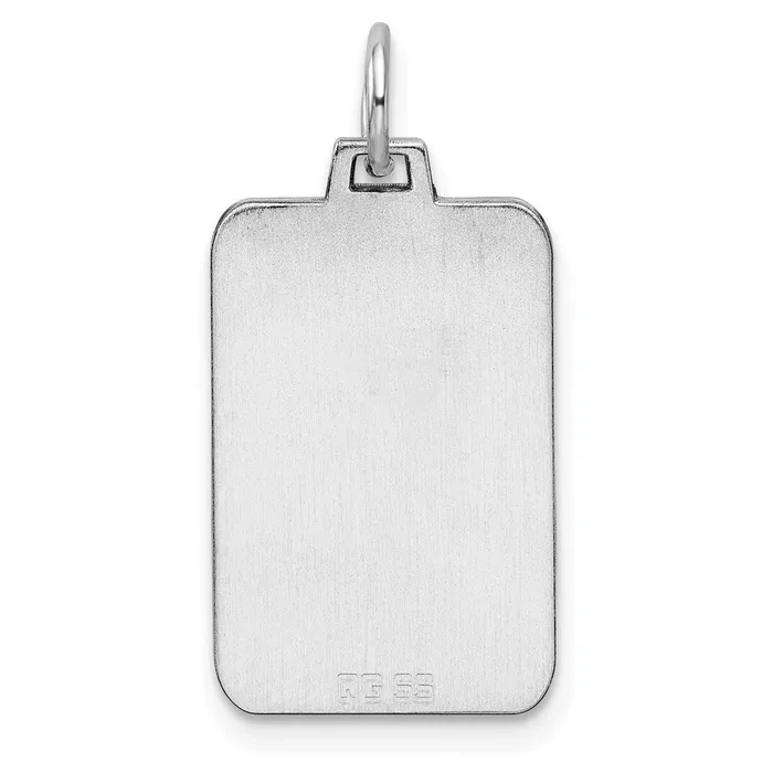 TreasureFineJewelers Rings Sterling Silver Rhodplated Eng Rect Polish FrontSatin Back Disc Charm