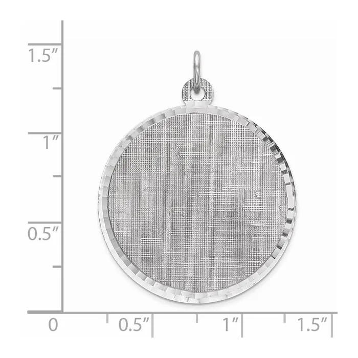 TreasureFineJewelers Rings Sterling Silver Rhodplated Eng Rnd Patterned Polish FrontSatin Back Disc