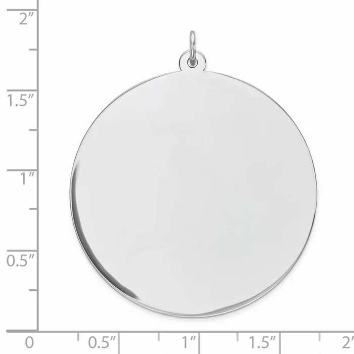 TreasureFineJewelers Rings Sterling Silver Rhodplated Eng Rnd Polish FrontSatin Back Disc Charm