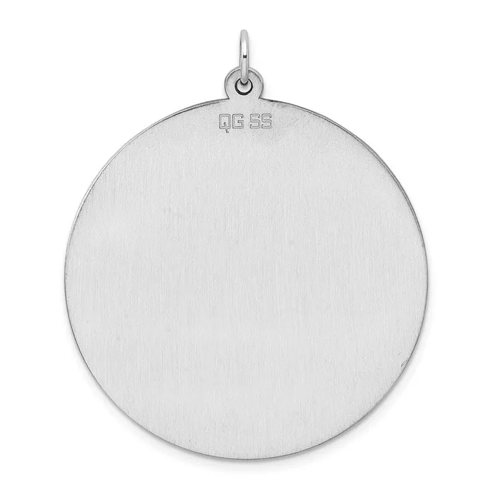 TreasureFineJewelers Rings Sterling Silver Rhodplated Eng Rnd Polish FrontSatin Back Disc Charm