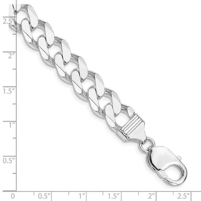 TreasureFineJewelers Rings Sterling Silver Rhodiumplated 11mm Curb Chain