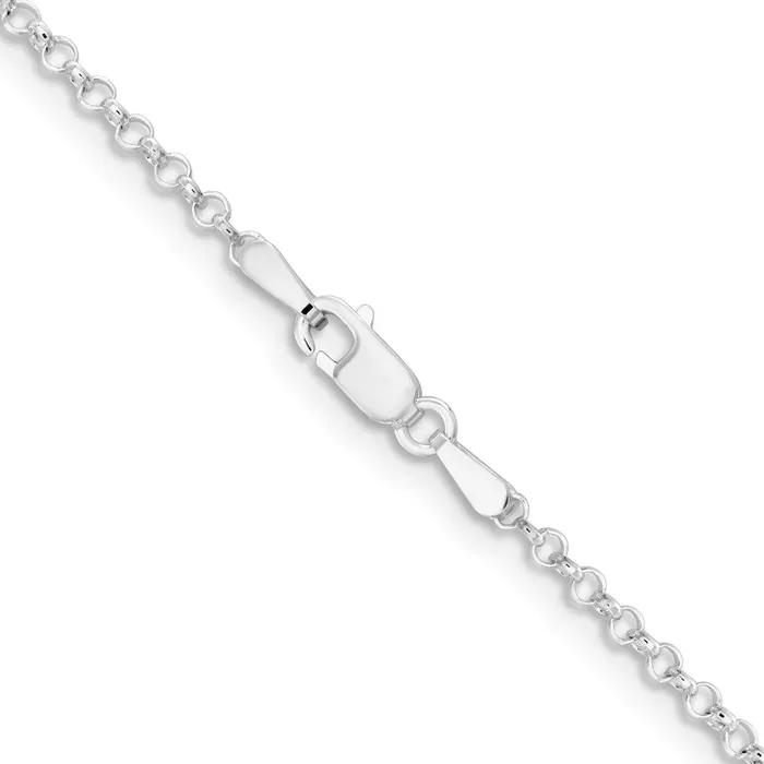 TreasureFineJewelers Rings Sterling Silver Rhodiumplated 2mm Rolo Chain