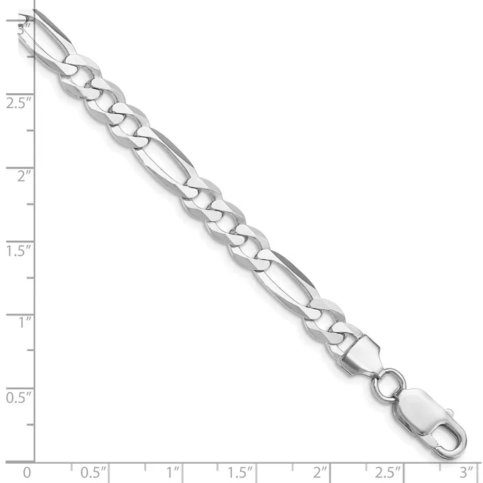 TreasureFineJewelers Rings Sterling Silver Rhodiumplated 75mm Lightweight Flat Figaro Chain