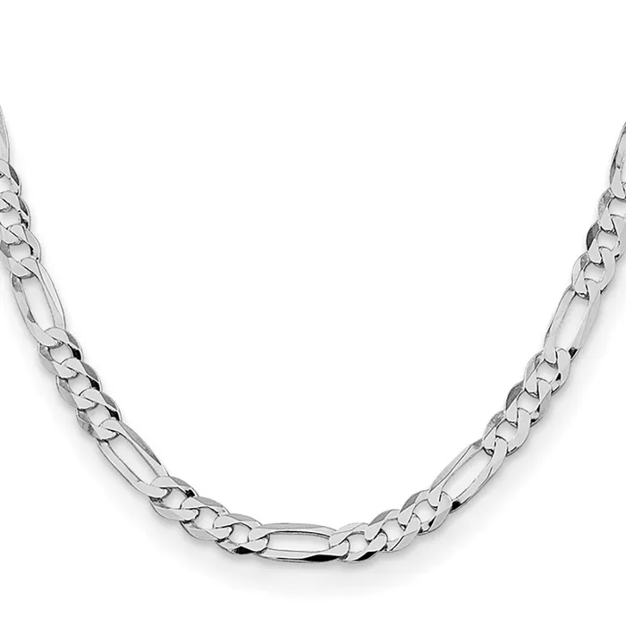 TreasureFineJewelers Rings Sterling Silver Rhodiumplated 75mm Lightweight Flat Figaro Chain