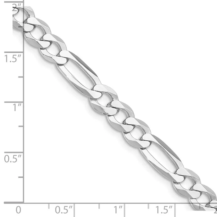 TreasureFineJewelers Rings Sterling Silver Rhodiumplated 75mm Lightweight Flat Figaro Chain