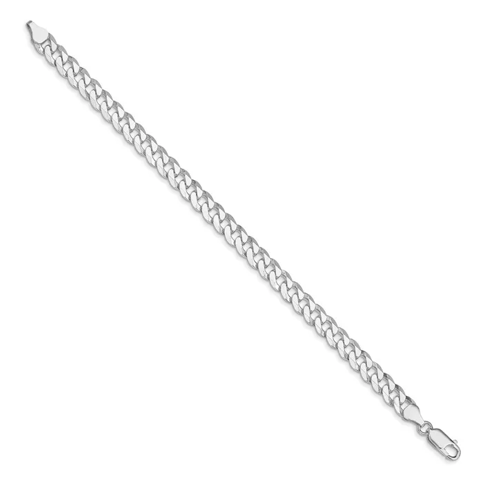 TreasureFineJewelers Rings Sterling Silver Rhodiumplated 7mm Beveled Curb Chain