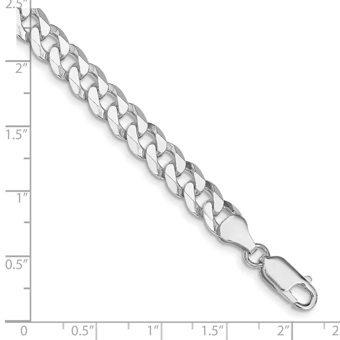 TreasureFineJewelers Rings Sterling Silver Rhodiumplated 7mm Beveled Curb Chain