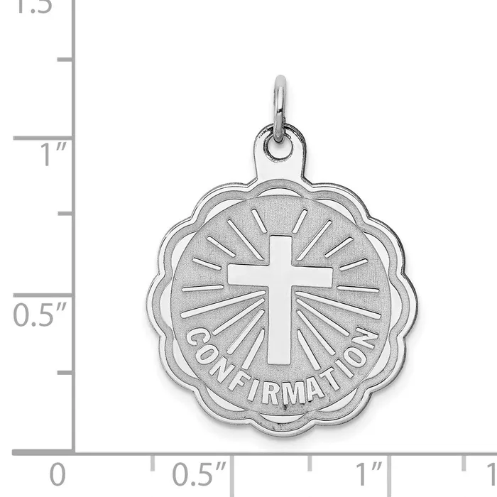TreasureFineJewelers Rings Sterling Silver Rhodiumplated Confirmation Disc Charm