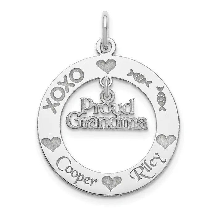 TreasureFineJewelers Rings Sterling Silver Rhodiumplated Personalizable Proud Grandma Charm TreasureFineJewelers Rings Sterling Silver Rhodiumplated Personalizable Proud Grandma Charm